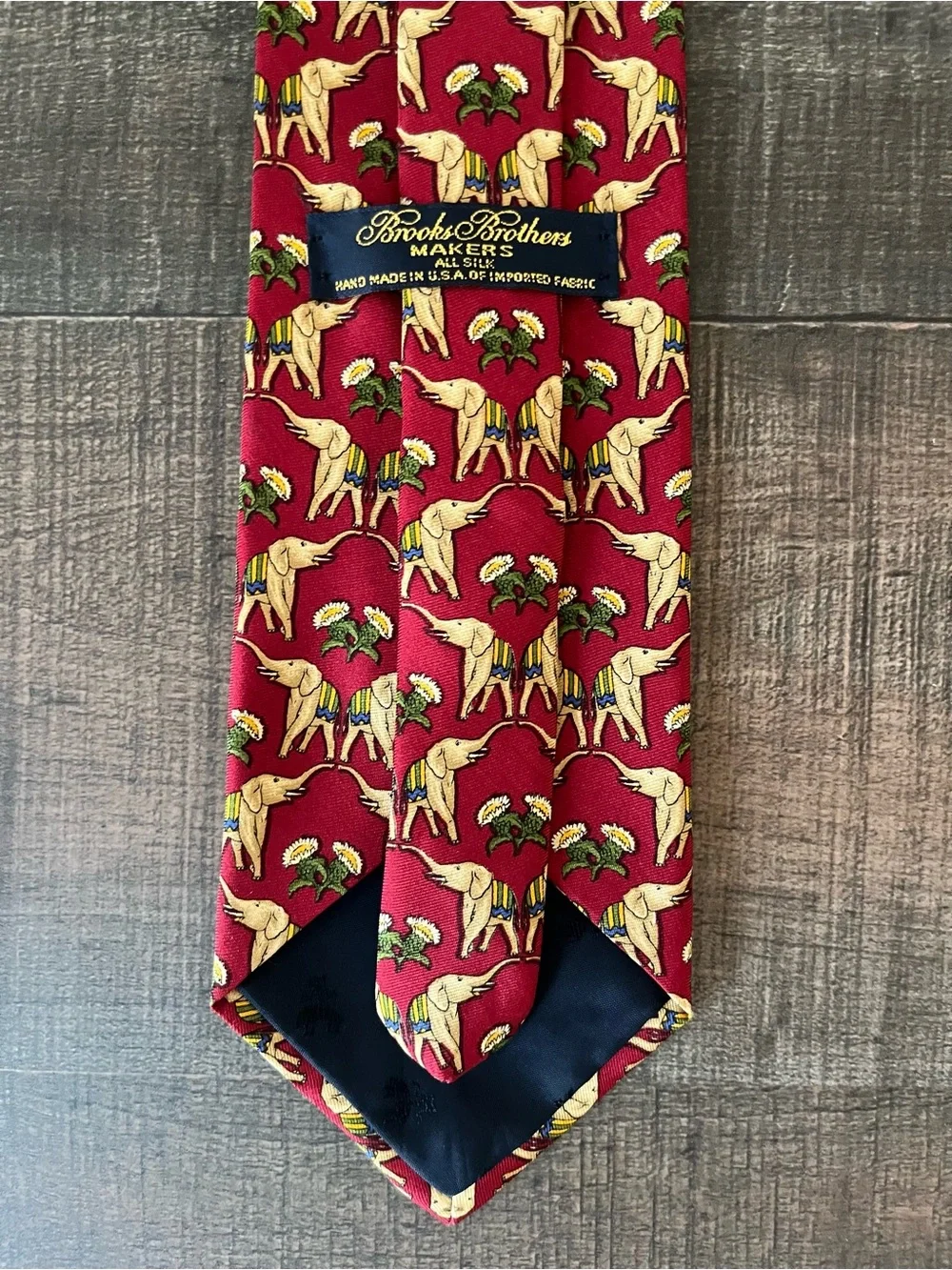 Vtg Brooks Brothers Makers Silk Tie‎ Red Elephant Floral Novelty USA